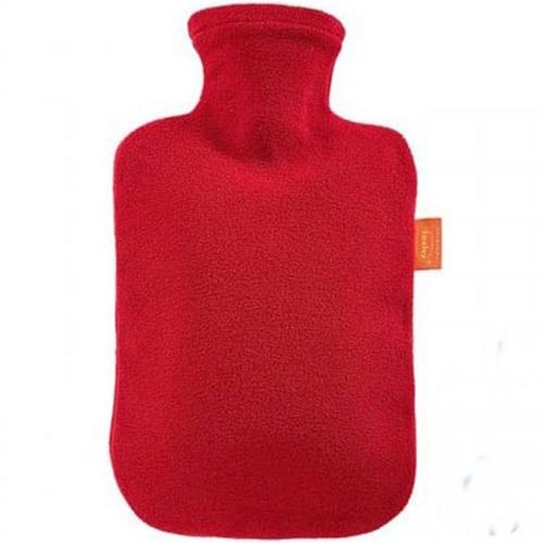 Fashy Hot Water Bottle Fleece Κόκκινη Πλαστική Θερμοφόρα Νερού με Fleece Κάλυμμα 2Lt, 1 Τεμάχιο